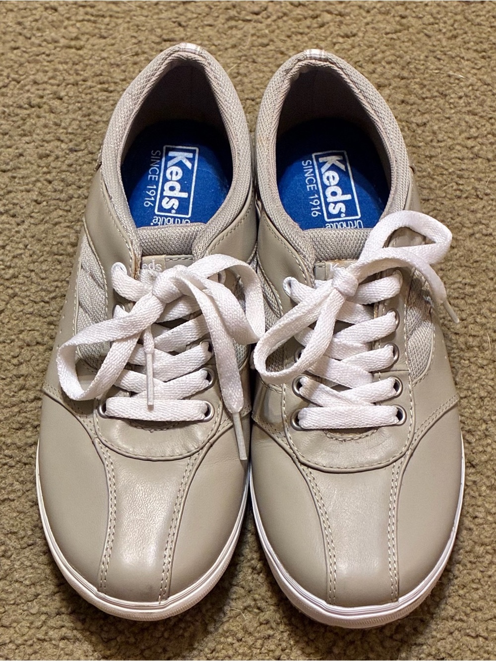 Women’s Keds Ortholite Size 7 Prestige Fashion Sneakers Leather Stone Gray Shoes